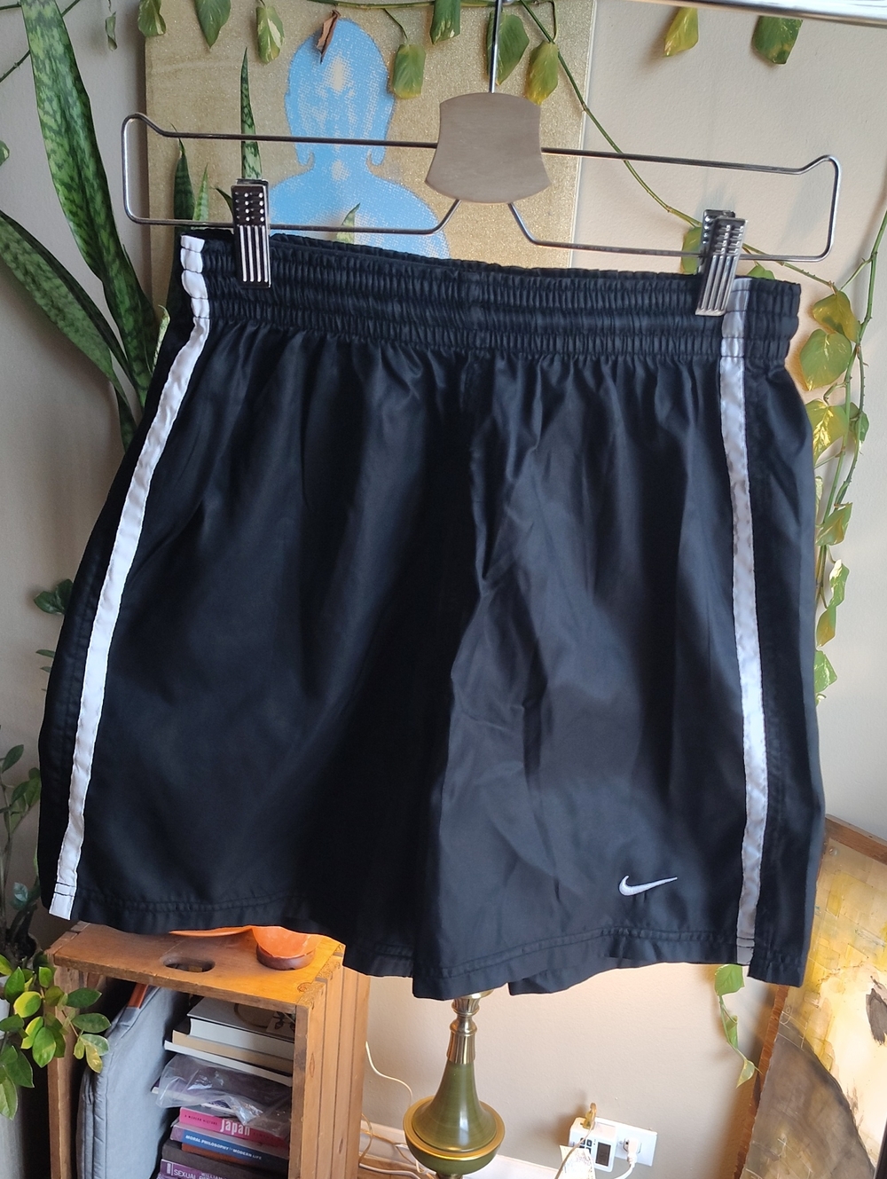 Nike Black Athletic Shorts with White Side Stripes